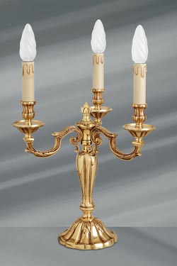 Louis XIV girandole chandelier lamp solid bronze gilt three lights - Table lamps by Lucien Gau
