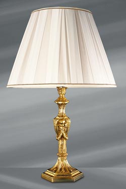 Louis XIV lamp gilded solid bronze gilded white lampshade - Table lamps by Lucien Gau