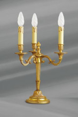 Louis XVI candlestick lamp gilded bronze three lights - Table lamps by Lucien Gau