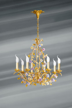 Lustre  Art Nouveau 8 lumières doré - Lustre by Lucien Gau