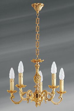 Lustre bronze Louis XV cinq lumières - Lustre by Lucien Gau