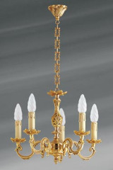 Lustre bronze Louis XV cinq lumières - Lustre by Lucien Gau