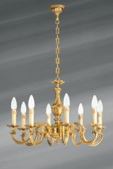 Lustre bronze Louis XV huit lumières - Lustre by Lucien Gau