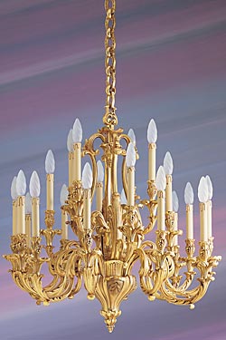 Lustre doré Louis XV bronze vingt lumières - Lustre by Lucien Gau