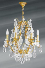 Lustre doré Louis XV cristal de bohème six lumières - Lustre by Lucien Gau