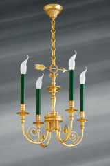 Lustre doré style Directoire en bronze massif, quatre lumières - Lustre by Lucien Gau