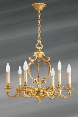 Lustre en bronze doré Louis XV six lumières - Lustre by Lucien Gau