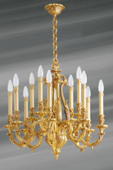 Lustre en bronze Louis XV douze lumières - Lustre by Lucien Gau