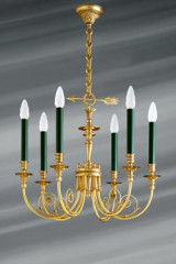 Lustre en bronze massif de style Directoire, décor de pompon et flèche - Lustre by Lucien Gau