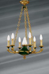 Lustre en bronze massif de style Empire, sept lumières - Lustre by Lucien Gau