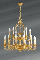 Lustre Louis XV dix-huit lumières patine vieil or - Lustre by Lucien Gau