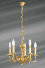 Lustre Louis XV doré en bronze cinq lumières - Lustre by Lucien Gau