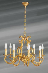 Lustre Louis XV en bronze doré huit lumières - Lustre by Lucien Gau