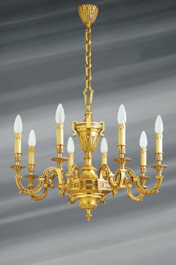 Lustre Louis XVI en bronze doré, huit lumières - Lustre by Lucien Gau
