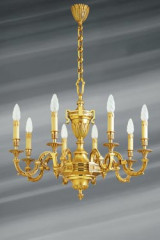 Lustre Louis XVI en bronze doré, huit lumières - Lustre by Lucien Gau