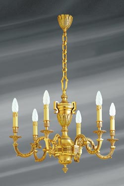 Lustre, Louis XVI, en bronze doré, six lumières - Lustre by Lucien Gau