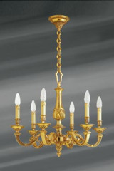Lustre Louis XVI en bronze doré, six lumières - Lustre by Lucien Gau