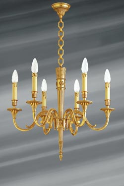 Lustre, Louis XVI, en bronze doré, six lumières - Lustre by Lucien Gau