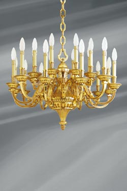 Lustre Louis XVI en bronze doré, vingt lumières - Lustre by Lucien Gau