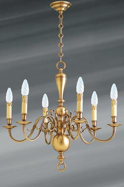 Lustre style hollandais laiton six lumières  - Lustre by Lucien Gau