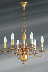 Lustre style hollandais laiton six lumières - Lustre by Lucien Gau