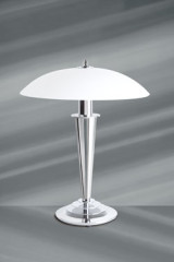 Olga lampe de table chromée et verre opale blanc - Lampe de table by Lucien Gau