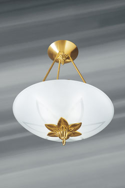 Ramses Art Nouveau pendant lamp in white opal glass - Pendants by Lucien Gau