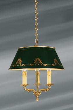 Petit lustre en bronze massif de style Empire, finition or vif - Lustre by Lucien Gau