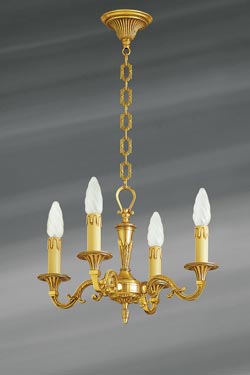 Petit lustre, Louis XVI, en bronze doré, quatre lumières - Lustre by Lucien Gau