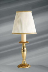 Petite lampe en bronze massif de style Empire, abat-jour plissé ivoire - Lampe de table by Lucien Gau