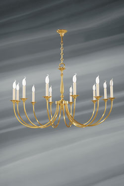 Sologne lustre chandelier en laiton doré - Lustre by Lucien Gau