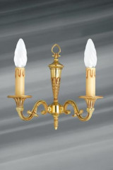 Double light wall lamp, solid bronze, Louis XVI style, old gold patina - Wall lights by Lucien Gau