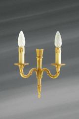 Double sconce in solid gilt bronze, Louis XVI style - Wall lights by Lucien Gau
