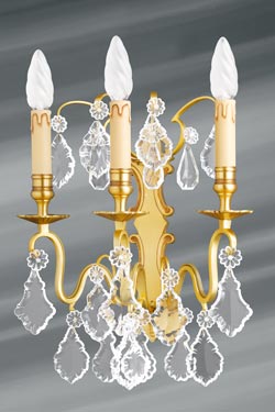 Golden and bohemian crystal wall lamp three lights - Wall lights by Lucien Gau