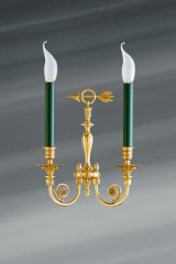 Golden Directoire style wall lamp, two lights, solid bronze - Wall lights by Lucien Gau