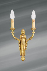 Golden wall lamp, Directoire style, solid bronze, bright gold finish - Wall lights by Lucien Gau