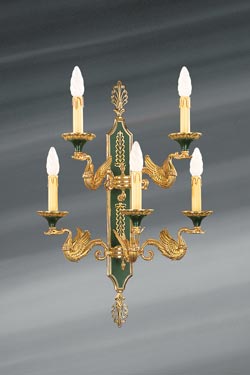 Golden Wall Lamp in Empire Style Solid Bronze, Five Lights - Wall lights by Lucien Gau