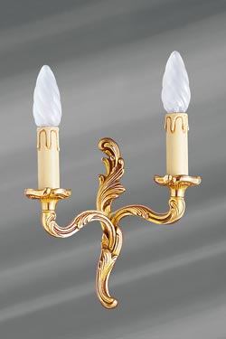 Golden Louis XV wall lamp in bronze with two candlesticks - Wall lights by Lucien Gau