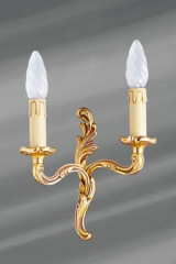 Golden Louis XV wall lamp in bronze with two candlesticks - Wall lights by Lucien Gau