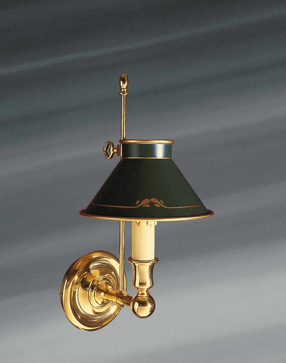 Wall lamp Empire style solid bronze bright gold finish and lacquered conical shade - Wall lights by Lucien Gau