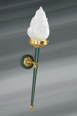 Wall lamp in solid bronze, gold and green, Directoire style - Wall lights by Lucien Gau