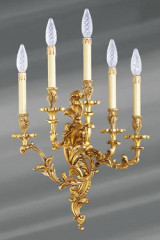 Wall lamp Louis XV bronze old gold five lights - Wall lights by Lucien Gau