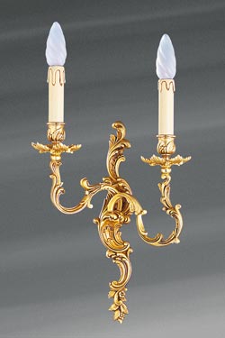 Wall lamp Louis XV solid bronze old gold two candle holders - Wall lights by Lucien Gau
