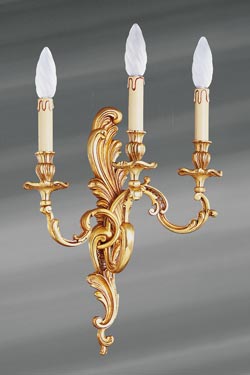 Wall lamp Louis XV three lights old gold - Wall lights by Lucien Gau