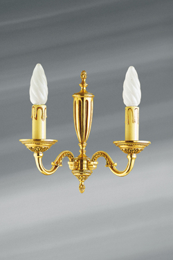 Wall lamp Louis XVI patinated old gold, two candles - Wall lights by Lucien Gau