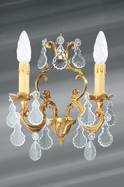 Wall lamp with trimmings in bohemian crystal - Wall lights by Lucien Gau