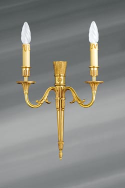 Wall lamp with two candlesticks, Louis XVI, solid bronze - Wall lights by Lucien Gau