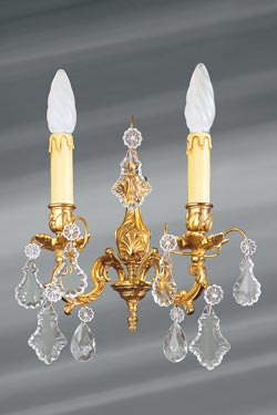 Louis XV bronze and bohemian crystal sconce - Wall lights by Lucien Gau