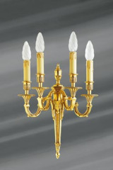 Louis XVI wall lamp, patinated bronze old gold, four candlesticks - Wall lights by Lucien Gau