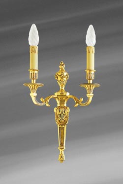  Louis XVI patinated old gold sconce, two lights - Wall lights by Lucien Gau